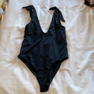 NWOT DIPPIN DAISYS Plunge Black Tie One Piece Swimsuit